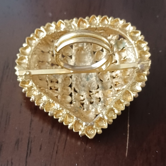 Gold Filigree Double Strand Vintage Etched Ball Necklace with ring set - Picture 7 of 11